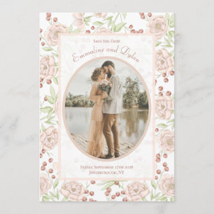 Invitation Mariage Rose Rose Pâle Vintage Économisez la Date