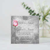 Invitation Mariage rose rose rose vintage (Debout devant)