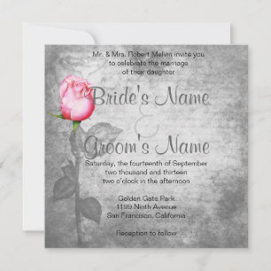 Invitation Mariage rose rose rose vintage