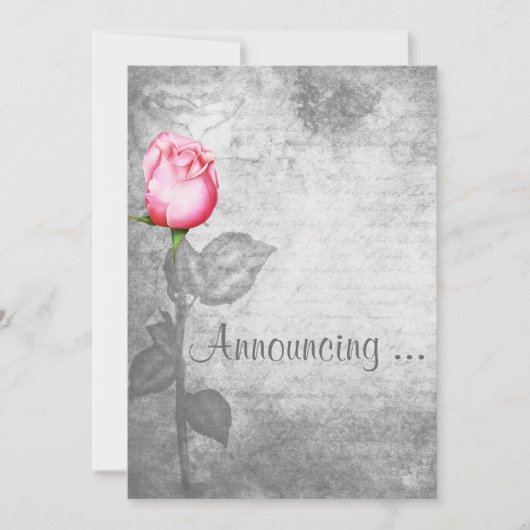 Invitation Mariage rose rose rose vintage (Devant)