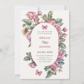 Invitation Mariage rose rose rustique (Devant)