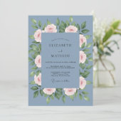 Invitation Mariage Rose Roseau Ardoise (Debout devant)