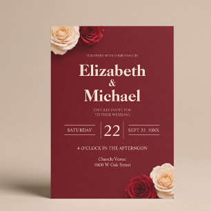 Invitation Mariage Rose Rouge