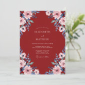 Invitation Mariage Rose Rouge Ardoise (Debout devant)