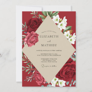 Invitation Mariage Rose Rouge Cramoisi