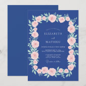 Invitation Mariage Rose Rouge de Minuit (Devant / Derrière)