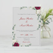 Invitation Mariage Rose rouge et blanc (Debout devant)