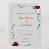 Invitation Mariage Rose rouge et blanc (Devant / Derrière)