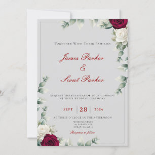 Invitation Mariage Rose rouge et blanc