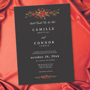 Invitation Mariage Rose Rouge Gothique Jusqu'à Ce Que La Mort