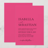 Invitation Mariage Rose Rouge Simple (Devant / Derrière)