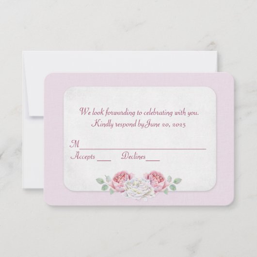 Invitation Mariage rose RSVP (Devant)