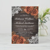 Invitation Mariage Rose rustique en terre cuite Dusty (Debout devant)