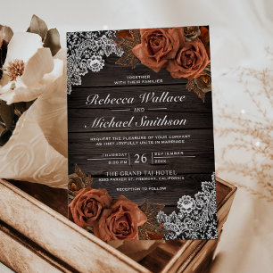 Invitation Mariage Rose rustique en terre cuite Dusty
