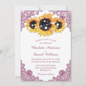 Invitation Mariage rose rustique et tournesol (Devant)