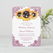 Invitation Mariage rose rustique et tournesol (Debout devant)