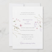 Invitation Mariage Rose Rustique Pastel Aquarelle (Devant)