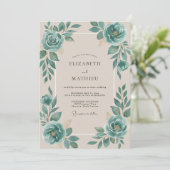 Invitation Mariage Rose sarcelle Champagne (Debout devant)