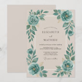 Invitation Mariage Rose sarcelle Champagne (Devant / Derrière)