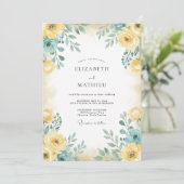 Invitation Mariage Rose Sarcelle Jaune (Debout devant)