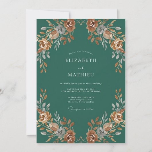 Invitation Mariage Rose sarcelle Terracotta (Devant)