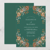 Invitation Mariage Rose sarcelle Terracotta (Devant / Derrière)