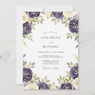 Invitation Mariage Rose Sauge Prune