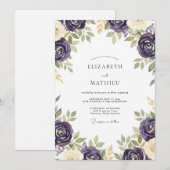 Invitation Mariage Rose Sauge Prune (Devant / Derrière)