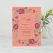 Invitation Mariage Rose Saumon (Debout devant)