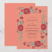 Invitation Mariage Rose Saumon (Devant / Derrière)