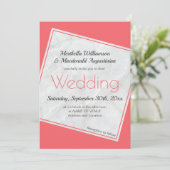 Invitation Mariage rose Saumon moderne (Debout devant)