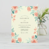 Invitation Mariage Rose Saumon Mousse de Mer (Debout devant)