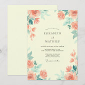 Invitation Mariage Rose Saumon Mousse de Mer (Devant / Derrière)