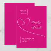 Invitation Mariage rose simple (Devant / Derrière)