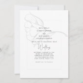 Invitation Mariage Rose Simple Blanc Dessiné à la Main (Devant)