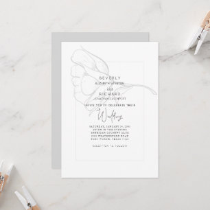 Invitation Mariage Rose Simple Blanc Dessiné à la Main