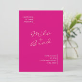 Invitation Mariage rose simple moderne (Debout devant)
