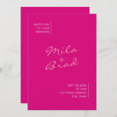 Invitation Mariage rose simple moderne (Devant / Derrière)