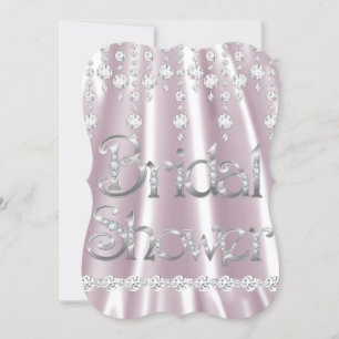 Invitation Mariage Rose Soie Diamant Cristal Argent
