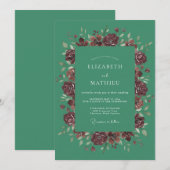 Invitation Mariage Rose Somptueuse Sarcelle (Devant / Derrière)