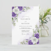 Invitation Mariage Rose Somptueuse Violette (Debout devant)