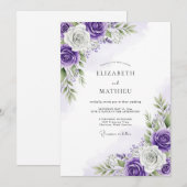 Invitation Mariage Rose Somptueuse Violette (Devant / Derrière)