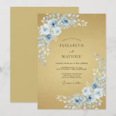 Invitation Mariage Rose Splendide Or (Devant / Derrière)