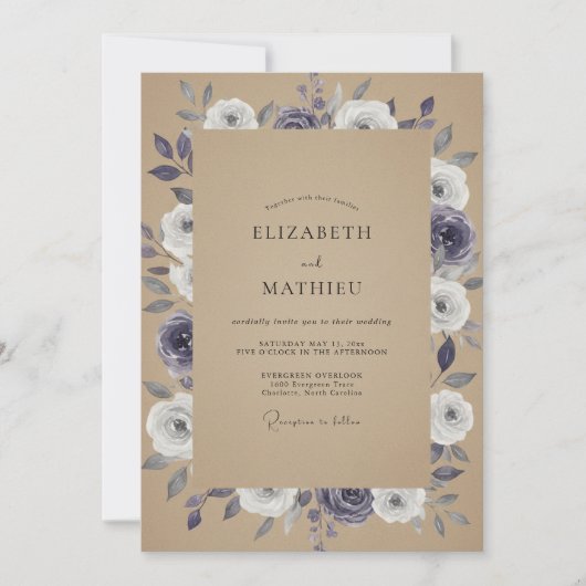 Invitation Mariage Rose Tan Améthyste (Devant)