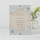 Invitation Mariage Rose Taupe Acier (Debout devant)