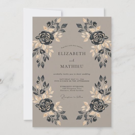 Invitation Mariage Rose Taupe de Minuit (Devant)