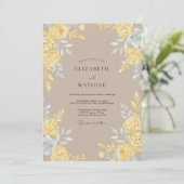 Invitation Mariage Rose Taupe Jaune (Debout devant)