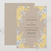 Invitation Mariage Rose Taupe Jaune (Devant / Derrière)