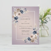 Invitation Mariage Rose Taupe Mauve (Debout devant)