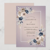 Invitation Mariage Rose Taupe Mauve (Devant / Derrière)